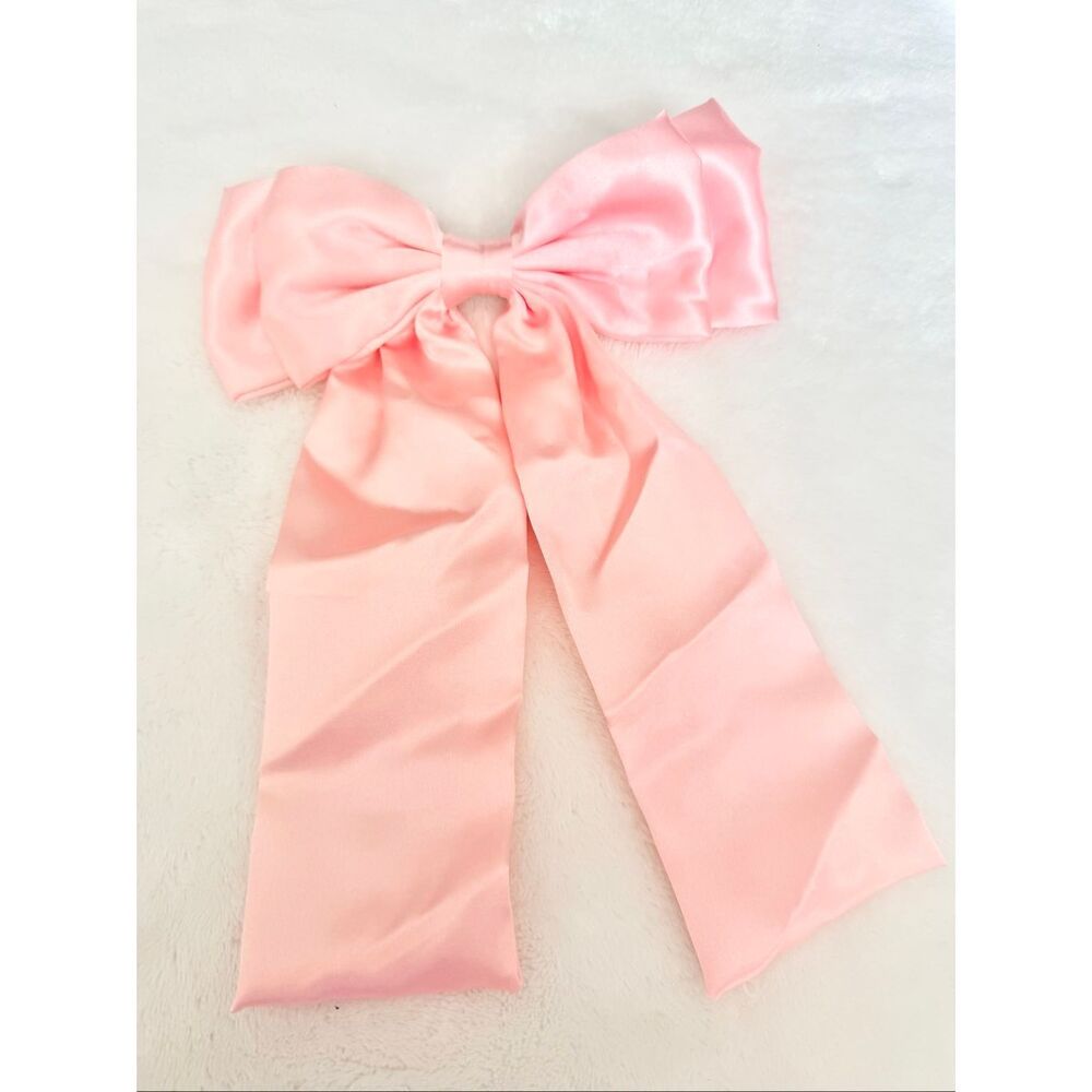 Blush Pink Satin Bow French Barrette Hair Clip Coquette Balletcore - Picture 2 of 3
